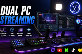 setup your dual PC streaming, obs studio, stream deck and audio routing