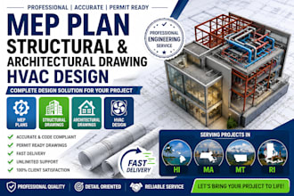 mep plan structural and architectural drawing hvac design in hi ma mt ri
