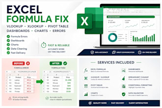 fix excel formulas, vlookup , xlookup and spreadsheets errors