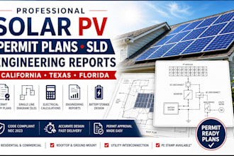 do ca tx fl solar pv permit plans sld engineering reports