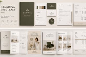 design canva branding kit, brochure flyer, catalogue, invoice and brand identity