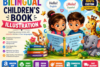 illustrate a bilingual childrens book for KDP, print and ebook
