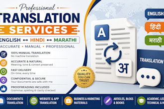 translation english, hindi and marathi professionally