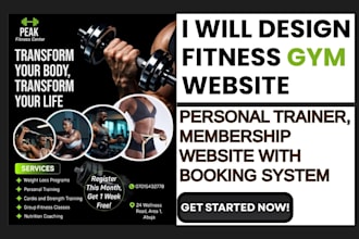 design fitness gym, yoga personal trainer website with amelia booking