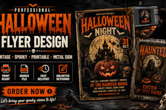 design halloween spooky event flyer poster vintage scary printable model metal