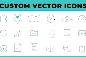 design custom consistent vector icons for your website app or brand
