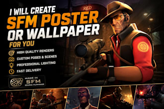create a high quality cinematic source filmmaker poster of your game character