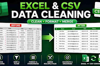 clean, format, organize and merge excel CSV data