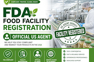 do fda food facility registration and provide US agent service