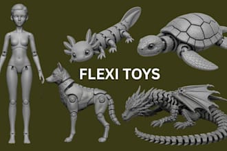 design articulated model 3d flexi toys bjd movable joints stl for 3d printing