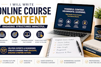 write online course content, elearning course and training materials development