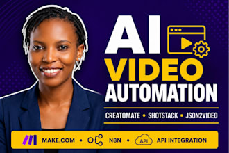 build ai video automation, creatomate, shotstack, json2video template