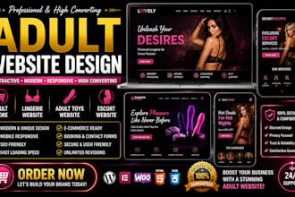 design adult store, lingerie website, adult toys website, and escort website