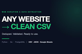 scrape any website into clean CSV, json or google sheets