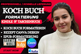 ich werde ihr KDP kochbuch formatieren und das rezept layout erstellen