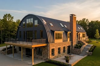 design modern pole barn, barndominium for residential and commercial building
