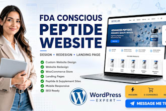 redesign or design wordpress website, landing page, peptide site and woocommerce