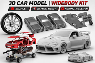 3d car model widebody kit exterior car automotive model for 3dprintable car part