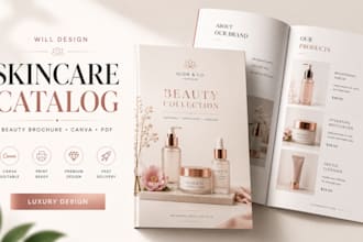 create beauty product catalog canva skincare brochure design PDF