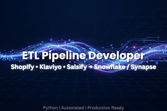 build a python etl pipeline from shopify or any API to snowflake or synapetl pip