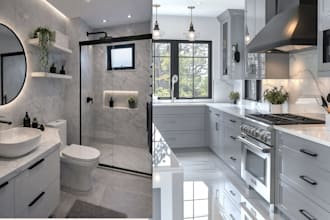 do virtual staging for kitchen makeover, bathrrom  renovation home decor