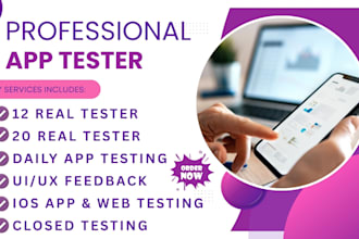 provide 12 tester 20 tester game tester usability testing for google play