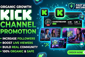 do kick channel promotion to grow your live stream kick channel