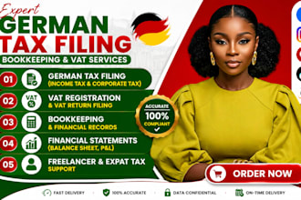 do german tax filing, bookkeeping, vat return, income and corporate tax