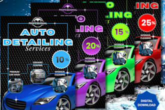design professional, print ready promo flyers for your garage detailing service
