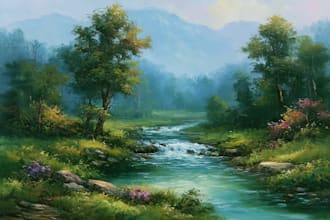 digitally oil painting landscape