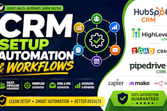 setup hubspot gohighlevel zoho crm pipedrive crm automation workflows