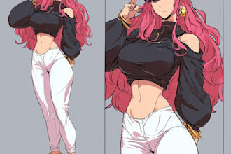draw anime warrior character illustration