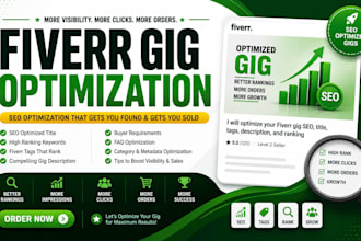 optimize your fiverr gig seo, title, tags, description, and ranking