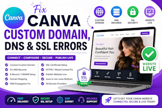 canva website custom domain connect publish live hair stylist fix now dns record