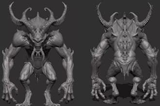 print ready monster anatomy,3d skeletal demon,beast creature stl,humanoid figure