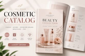 design cosmetic catalog canva adobe skincare brand brochure PDF