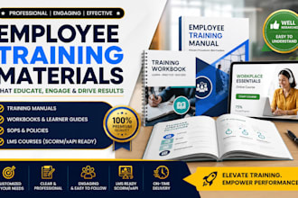 create employee training manuals, workbooks, sops and lms courses