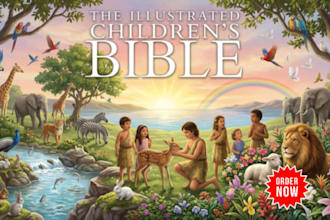 illustrate bible themed children story book illustration for KDP