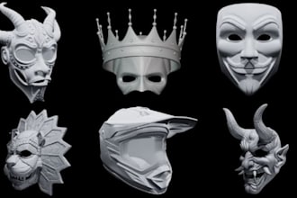 sculpt realistic 3d cosplay halloween mask, wearable cosplay for 3d printing