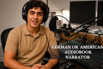 be your german or american audiobook narrator,  male voice over for acx audible
