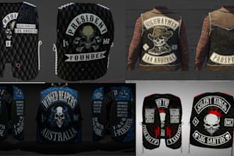 create custom fivem clothing, kuttes mc, mc vest, biker clothing fivem gang vest