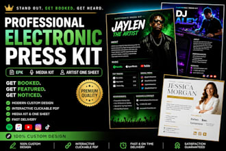 design a professional electronic press kit epk, media kit and artist one sheet