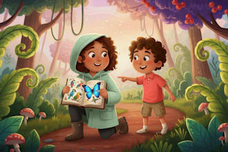 create adorable children book illustrations with vibrant custom storybook artwor