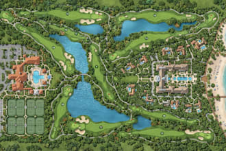 create golf course map, country club layout and resort master plan
