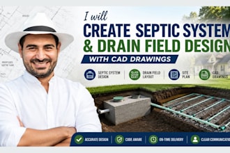 create septic system and drain field design with cad drawings