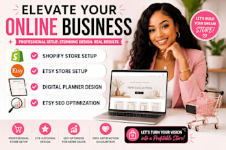 setup 7figure shopify digital product  etsy store digital planner etsy seo pod