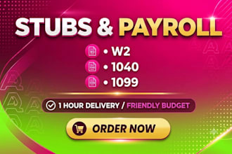 calculate your payroll stubs, w2 and 1040 urgent