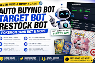 do auto buying bot, target bot, auto purchase bot, pokemon card bot, restock bot