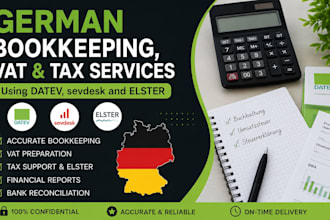 do german bookkeeping, vat and tax services using datev, sevdesk and elster