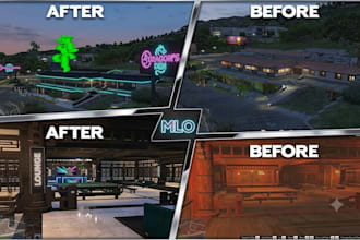 create fivem mlo interior, glowing 3d , logo , retexture, props